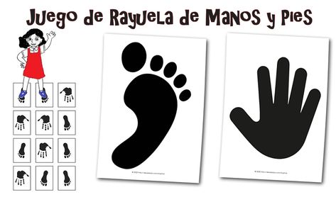 Rayuela de Manos y Pies. Juego de manos y pies de Rayuela imprimible, actividades de aprendizaje para niños para educación en el hogar, guardería, preescolar, cumpleaños. Patrón camino de rayuela en el piso. Plantillas de Manos y Pies. Anna Victoria, Kids Corner, My Little Pony, Playing Cards, Halloween, Pink, Molde