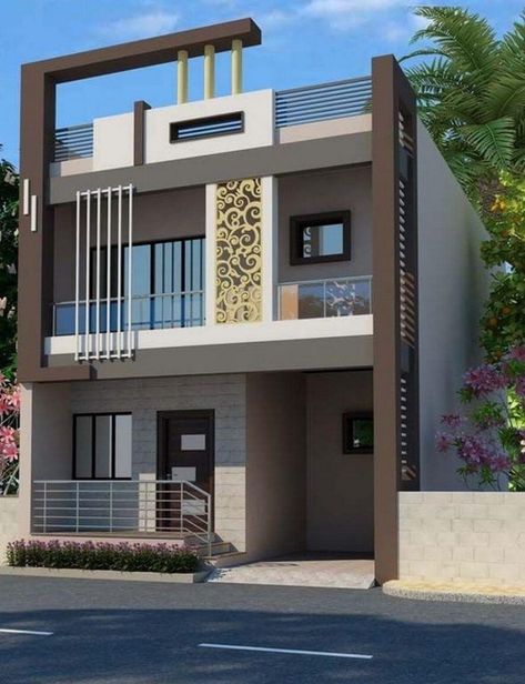 Modern House Design (9) 3 Storey House Design, Beautiful Modern Homes, Home Designs Exterior, Normal House, Modern Minimalist House, Small House Front Design, Small House Elevation, Two Story House, Small House Design Exterior