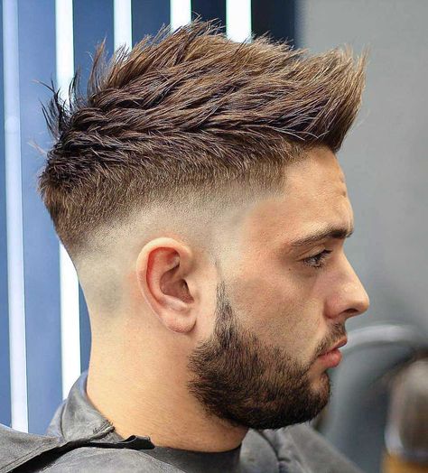 Skin sharp fade faux hawk - The high fade in this style works together with the crisp, pointy faux hawk for an outgoing masculine appearance. Fohawk Haircut, Faded Beard Styles, Trendy We Fryzurach, Faux Hawk Hairstyles, Spiky Hair, Spiked Hair, Mohawk Hairstyles, Cool Hairstyles For Men, Blowout Hair