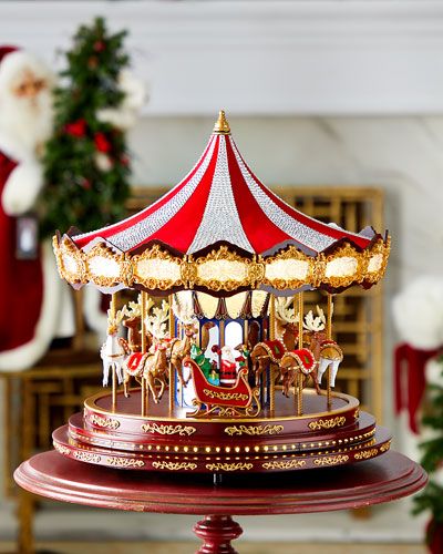 HDALX Mr Christmas Grand Swarovski Carousel Reindeer Figure, Bureau Decor, Mr Christmas, Santa And His Reindeer, Life Board, Merry Go Round, Holiday Centerpieces, Noel Christmas, Santa And Reindeer