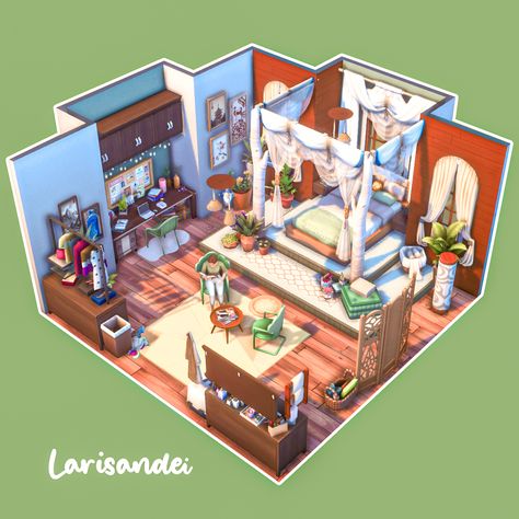 Follow me on IG @larisandei for more The Sims 4 content Sims 4 Room Decor Ideas, Sims 4 Decoration Ideas, Sims 4 Inspiration Rooms, Sims 4 Room Inspiration, Sims 4 Room Builds, Sims 4 Build Hacks, Floorplans Sims 4, Sims 4 Houses Interior, Sims 4 Hacks