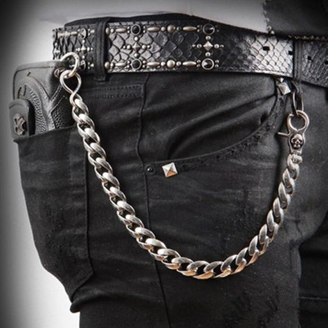 Guntwo Mens Korean Fashion Jewelry Biker 15" Compact Jean Wallet Chain C3343 US | Clothing, Shoes & Accessories, Men's Accessories, Wallets | eBay! Wallet Chain Outfit Men, Biker Wallet Men, Estilo Rockstar, Jean Wallet, Locs Sunglasses, Korean Mens Fashion, Pants Chain, Korean Fashion Ideas, Wallet Chains