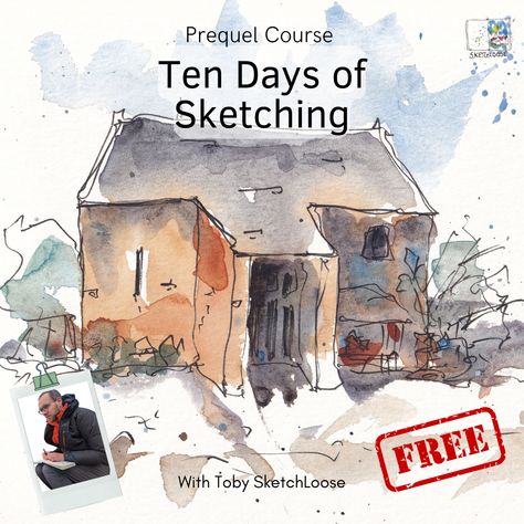 In this free course I'll challenge you to try ten quick sketches in ten days - each based around a concept in ink and watercolour sketching. We'll look at shape, variation in watercolour, handling our mistakes, proportion in our scenes and so much more. When you've done this course, you'll be 100% ready to take on the full Sketch Loose courses! Watercolor Pencil Art, Loose Watercolor Paintings, Sketch Free, Learn To Sketch, Learn Watercolor, Sketching Techniques, Watercolor Journal, Watercolor Lessons, Diy Watercolor Painting