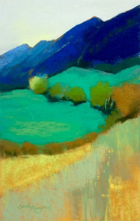 Landscaping Photography, Landscaping Pool, Valley Green, Pastel Artwork, Oil Pastel Paintings, Pastel Landscape, Green Pastel, Oil Pastel Art, Oil Pastel Drawings