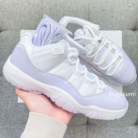 Women’s Air Jordan 11 Retro Low Pure Violet Shoes New Release Unisex Women’s 6 = 4.5 Youth - Last Color : White/ Light Violet Brand New No Box 100% Authentic It Comes With Receipt Beautiful Pastel Blue Ship Same Or Next Day All Sales Final. Jordan 4 Violet, Light Purple Shoes, Jordan Shoes Women, Quince Shoes, Air Jordan Retro Low, Air Jordan 11 Retro Low, Blue Jordans, Light Violet, Rare Sneakers