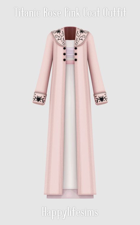 Sims 4 Historical Cc, Sims Royal, Pink Coat Outfit, 1900 Dress, Titanic Rose, Modern Fashion Outfits, Sims Medieval, Sims 4 Blog, Medieval Clothes