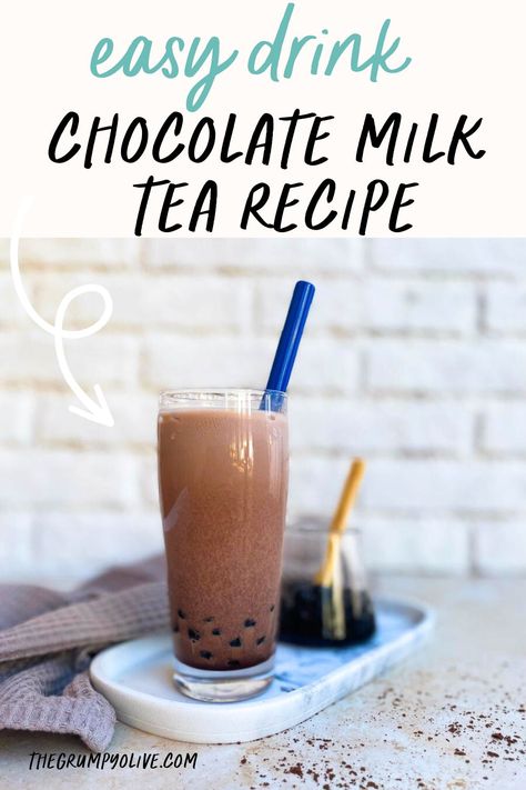 Easy Boba Recipe, Quick Drink Recipes, Homemade Chocolate Milk, Chocolate Milk Tea, Milk Tea Recipe, Boba Smoothie, Chocolate Syrup Recipes, Boba Tea Recipe, Boba Recipe