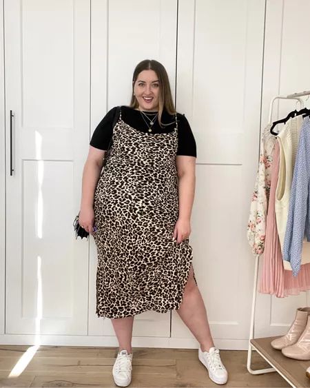 Plus Size Barbecue Outfit, Plus Size Leopard Dress, Plus Size Slip Dress Outfit Casual, Dispensary Work Outfit, Slip Dress Plus Size Outfit, Europe Outfits Spring Plus Size, Chromatic Fashion, Plus Size Slip Dress Outfit, Everyday Outfits Plus Size