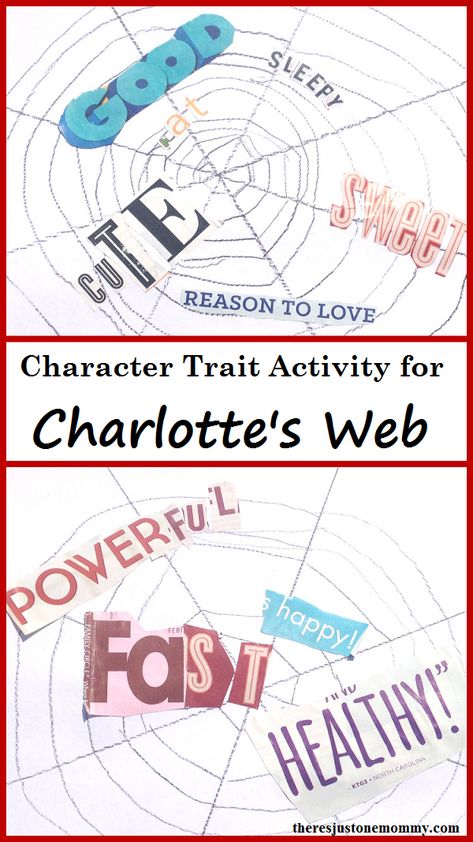 Charlottes Web Unit Study, Charlottes Web Projects, Charlotte's Web Craft, Charlottes Web Activities, Charlotte's Web Book, Homeschool Literature, Character Traits Activities, Spider Web Craft, Web Activity