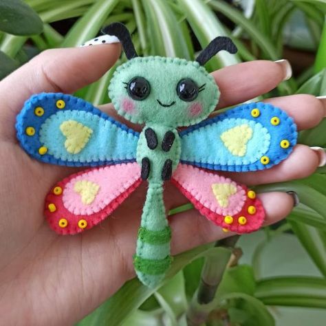 Felt Dragonfly Pattern, Felted Dragonfly, Felt Dragonfly, Felt Insects, Butterfly Felt Ornament, Felt Bugs, Felt Turtle, Dragonfly Pattern, Felt Toys Diy