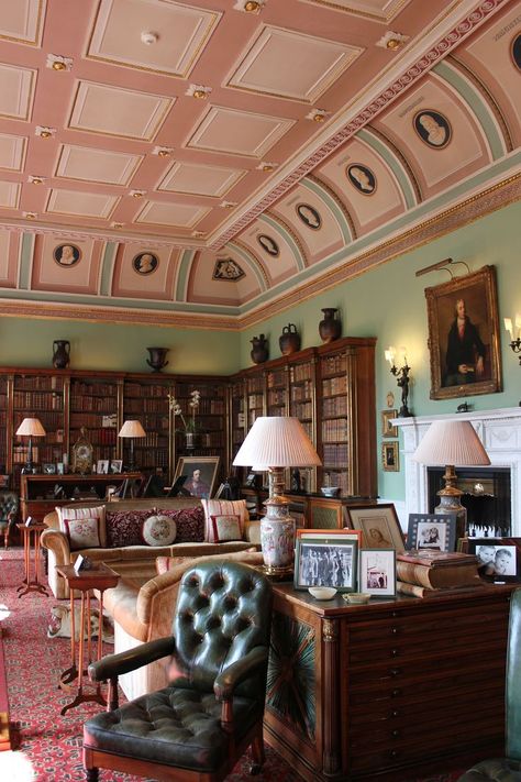 Castle Inspiration, English Country Interiors, Library Study Room, Manor Homes, House Library, Pink Academia, Dreams Photo, Country Interiors, Library Inspiration