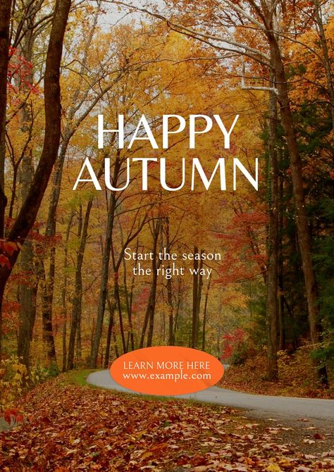 Autumn Poster, Happy Autumn, Aesthetic Things, Tree Forest, Happy Fall, Business Outfits, Free Design Resources, Poster Template, Design Resources