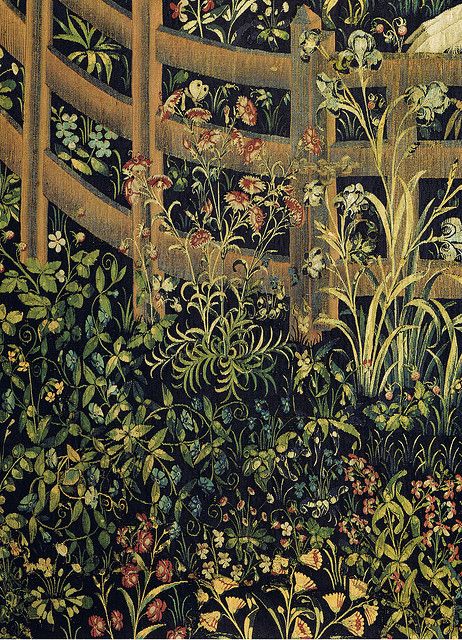 Tapestry no. 7: The Unicorn in captivity (detail: flowers) | Flickr - Photo Sharing! Hunt Of The Unicorn, Unicorn In Captivity, Unicorn Tapestries, Medieval Tapestry, Fantasy Wall Art, The Cloisters, Tapestry Art, Art Populaire, The Unicorn