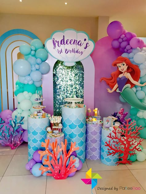 Ariel Birthday Party Decorations Ideas, Ariel Mermaid Decoration Ideas, New Ariel Birthday Party, Ariel Princess Birthday Party, The Little Mermaid Decorations, Little Mermaid Birthday Decorations, Ariel Bday Party Ideas, The Little Mermaid Birthday Party Ideas, Ariel First Birthday Party