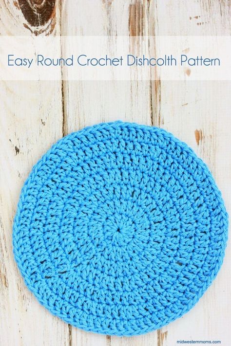 Corak Krusye, Crochet Dishcloth Pattern, Crochet Circle Pattern, Dishcloth Patterns Free, Beginning Crochet, Crochet Washcloth Pattern, Crochet Beginner, Round Crochet, Crochet Baskets