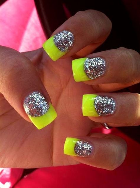 Neon Nail Art Designs, Neon Nail Art, Nagellack Trends, Silver Nail, Green Nail, Super Nails, Bright Nails, Neon Nails, Nails Desing