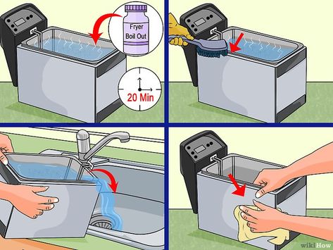 How to Clean a Deep Fryer (with Pictures) - wikiHow Deep Frier, Bayou Classic, Deep Fat Fryer, Deep Fryer, Cleaning Recipes, Restaurant Kitchen, Cooking Oil, House Cleaning Tips, Clean Kitchen