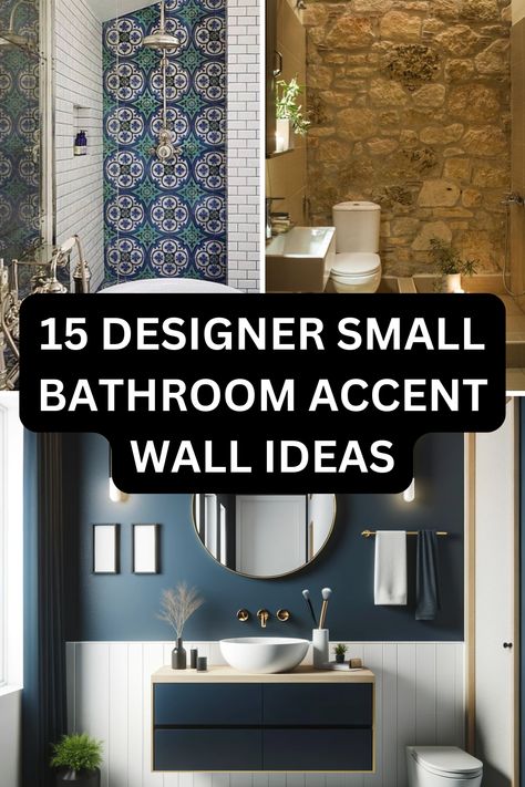 In this post, I’ll share 15 fabulous small bathroom accent wall ideas that will inspire you to refresh your bathroom and turn it into a stunning sanctuary. Small Bathroom With Feature Wall, Bathroom Decor Accent Wall, Small Half Bathroom Accent Wall, Half Bath Tile Wall Ideas, Bathroom Wallpapers Small Spaces, Accent Tile Wall In Bathroom, Bathroom With Angled Walls, Accent Wall For Small Bathroom, Bathroom Accent Walls Ideas