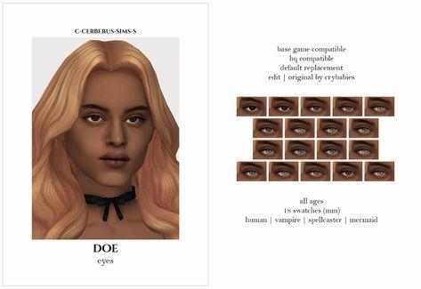 c-cerberus-sims-s: i love doe eyes by @crybvbies​... - Emily CC Finds Ts4 Default Eyes, Sims 4 Default Eyes, Ts4 Eyes, Sims 4 Decades Challenge, Skin Details, Sims Building, Eye Base, Doe Eyes, Sims 4 Mods Clothes