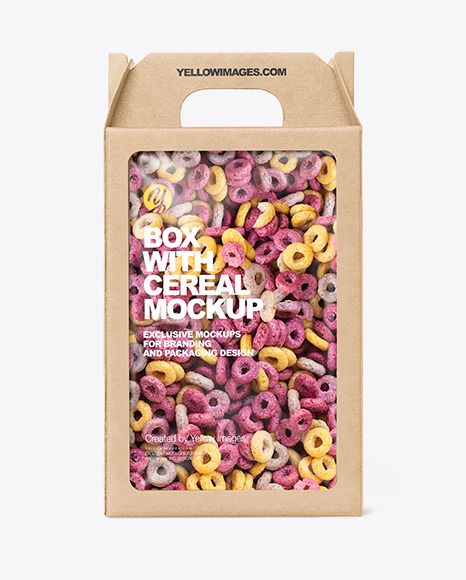 Kraft Box w/ Loop Cereal Mockup Transparent Box Packaging Design, Cereal Packaging Design Ideas, Cereal Design Packaging, Snack Branding Design, Cereal Box Design Ideas, Transparent Box Packaging, Cereal Packaging Design, Snack Box Packaging, Cereal Box Packaging