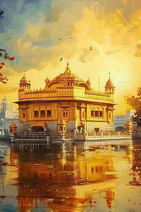 Golden Temple Canvas Painting, Temple Gopuram Painting, Harminder Sahib Golden Temple Wallpaper, Golden Temple Amritsar Hd Wallpaper, Darbar Sahib Golden Temple Wallpaper, Guru Pics, Temple Photography, Golden Temple, True Faith