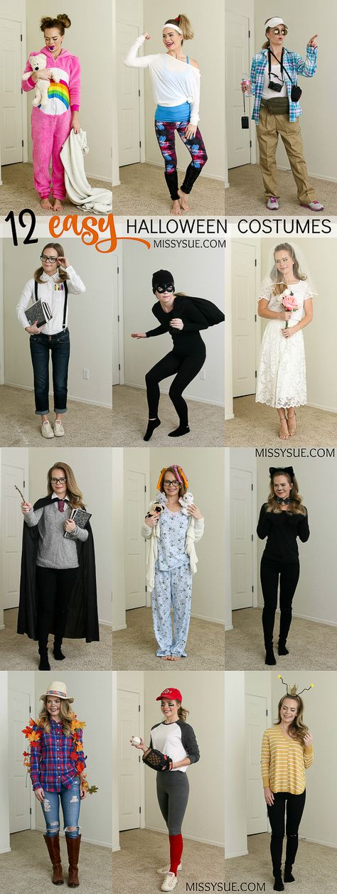 This year, I thought it’d be fun to share some last minute costume ideas so you don’t have to worry about what to wear on Halloween. I’ve put together 12 super easy costumes from items I already owned or picked up at my local thrift/craft… Deguisement Derniere Minute, Last Minute Kostüm, Costumes For Work, Meme Costume, Halloween Costumes For Work, Kostum Halloween, Black Halloween Dress, Plus Size Halloween Costume, Hallowen Costume