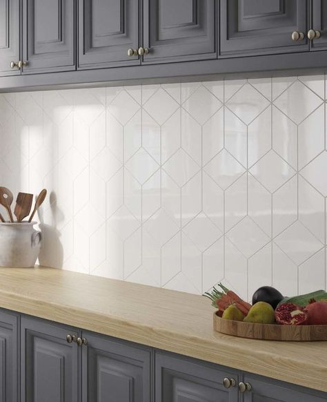 Modern Kitchen Tiles, Backsplash With White Cabinets, Modern Kitchen Backsplash, White Kitchen Backsplash, Kitchen Backsplash Designs, Backsplash Designs, Kitchen Wall Tiles, Kitchen Tile, Kitchen Tiles Backsplash