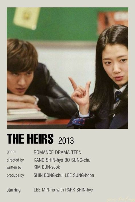 Heirs Korean Drama, Korean Drama Series, Film Posters Minimalist, Korean Drama Tv, Drama Tv Shows, Kdrama Funny, Korean Drama List, Movie Poster Wall, Korean Drama Movies