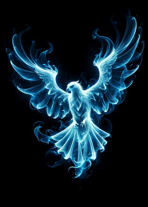 magic, patronus, harry potter, summon, invocation, fantasy art, blue, animals, majestic, creature, ghostly, spirit, fantasy creatures, phone wallpaper, epic wallpaper, animals lovers wallpaper, bird, eagle, Patronus Animals, Blue Phoenix Bird, Harry Potter Animals, Fox Patronus, Patronus Art, Patronus Harry Potter, Epic Wallpaper, Lovers Wallpaper, Phoenix Harry Potter