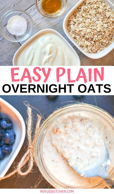 Overnight Oats With Plain Greek Yogurt, Overnight Oats Proportions, Over Night Oats With Yogurt, Drinkable Oats Recipe, Plain Overnight Oats Recipe, Overnight Oats With Yogurt No Milk, Big Batch Overnight Oats, Basic Overnight Oats Recipe No Yogurt, Oats And Yogurt Recipes