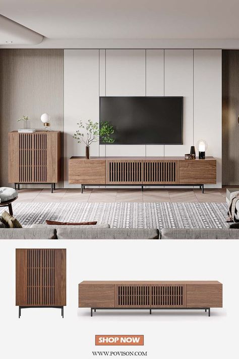 Living Tv Console, Living Room Tv Stand Ideas, Minimalist Tv Console, Tv Console Ideas Living Rooms, Minimalist Credenza, Contemporary Tv Unit, Console Tv Unit, Tv Console Furniture, Credenza Tv