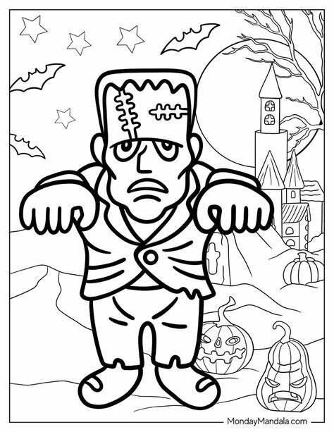 20 Frankenstein Coloring Pages (Free PDF Printables) Simple Frankenstein Drawing, Frankenstein Outline, Frankenstein Doodle, Halloween Coloring Sheets Free Printable, Frankenstein Template, Frankenstein Coloring Pages, Zombie Coloring Pages, Horror Coloring Pages, Disney Halloween Coloring Pages