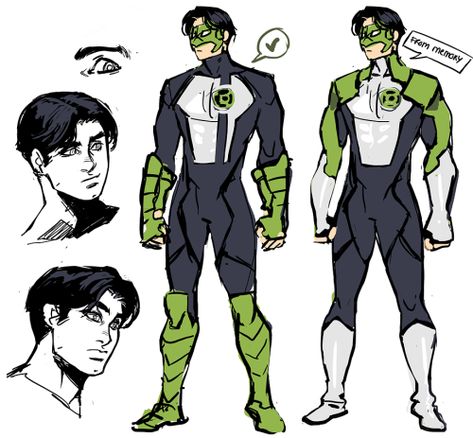 Green Lantern Suit Design, Green Superhero Suit, Kyle Rayner Fanart, Green Lantern Redesign, Green Lantern Kyle Rayner, Green Lantern Costume, Captain America Comic Art, Green Superhero, Kyle Rayner