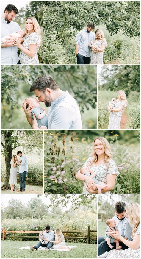 Couples With Newborn Photography, Family Of 3 Poses Newborn, Newborn Pictures Outside Family, Couple With Infant Photography, Family Photos With One Month Old, Family Of 3 Photoshoot Infant, Family Portraits With Infant, Outside Family Newborn Pictures, Family Pictures With 1 Month Old