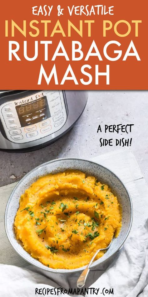 Instant Pot Rutabaga Mash is a side dish the whole family will enjoy. Full of flavour, this is a healthy, versatile dish that goes with all sorts of mains. Making rutabaga mash in the Instant Pot is SO quick and easy too. Click through to get this awesome recipe!! #instantpot #instantpotrecipes #instantpotrutabagamash #pressurecooker #pressurecookerrecipes #pressurecookerrutabagamash #rutabagamash #rutabaga #rutabagarecipes #neeps #lowcarb #keto #veganrecipes #easysidedish Slow Cooker Rutabaga, Rutabaga Recipes Instant Pot, Instant Pot Turnips, Instant Pot Turnip Mash, Rutabaga Instant Pot, Instant Pot Rutabaga Recipes, Preserving Rutabaga, Instant Pot Rutabaga, Mashed Rutabaga Recipes