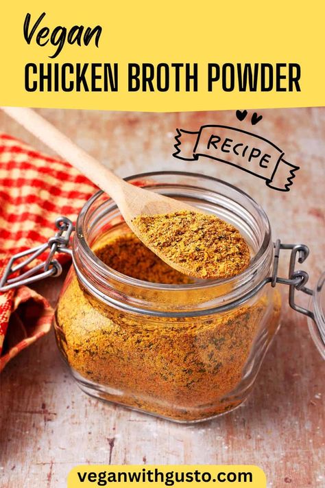 Homemade Vegan Chicken Broth Powder Vegan Chicken Seasoning Recipe, Raspberry Salsa Recipe, Vegan Chicken Broth, Chicken Seasoning Recipes, Bowl Recipes Easy, Homemade Chipotle, 2 Ingredient Recipes, Soy Curls, Spice Blends Recipes