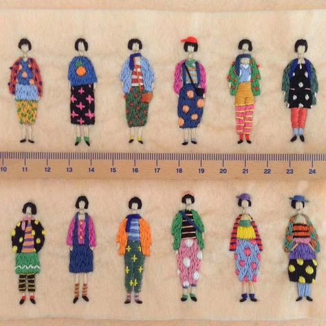 Embroidered People, Miniature Embroidery, Pola Sulam, Embroidery Patterns Vintage, 자수 디자인, Hand Embroidery Art, Sewing Art, Vintage Embroidery, Hand Embroidery Patterns