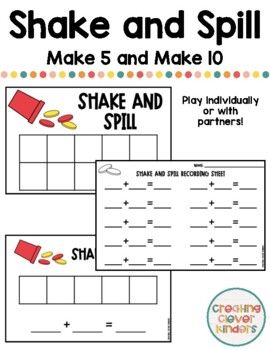 Shake and Spill- Make 5 and Make 10. Use this product as an independent activity or partner game! Shake And Spill Kindergarten Free, Shake And Spill, Math Rti, Partner Games, Independent Activities, Make 10, Math Time, Numbers Preschool, Number Sense