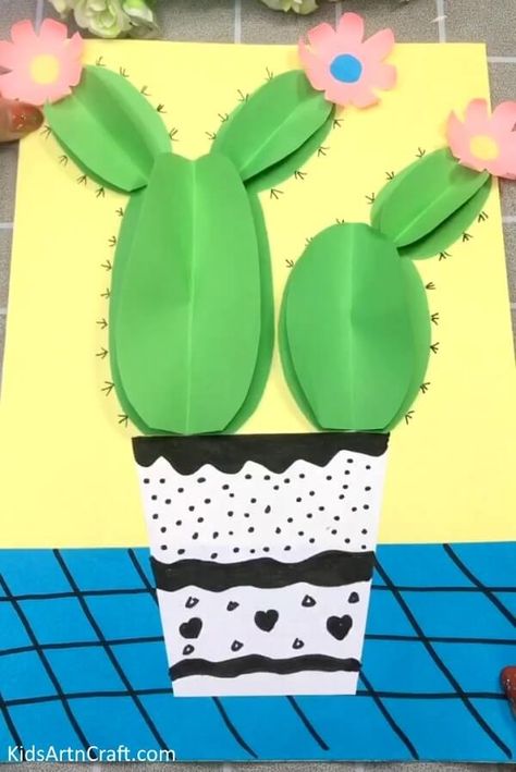 3D Cactus Paper Craft Tutorial for Kids Check more at https://www.kidsartncraft.com/3d-cactus-paper-craft-tutorial/ Paper Craft Tutorials, Craft Tutorial, Easy Paper Crafts, Cactus, Paper Crafts