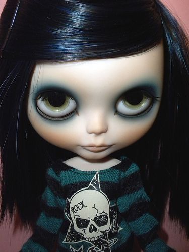 #blythedoll #dolls #emo #girlhood Gothic Blythe Doll, Emo Blythe Doll, Face Reveal, Cute Dolls, Blythe Dolls, Art Sketchbook, Barbie Dolls, Sketch Book, Dolls