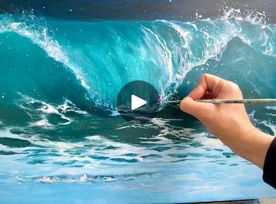 Ocean Waves Painting Tutorials, Beautiful Beach Scenes, Painting Videos Tutorials, Ocean Waves Painting, New Step, Paintings Tutorials, Beach Art Painting, Acrylic Painting Tips, Wave Painting