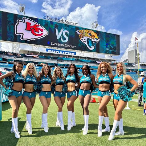 Jacksonville Jaguars Cheer | Let’s go @jaguars! | Instagram Jacksonville Jaguars Cheerleaders, Miami Dolphins Cheerleaders, Dance Stage, Nfl Cheerleaders, Jacksonville Jaguars, Miami Dolphins, Miley Cyrus, Staging, Cheerleading