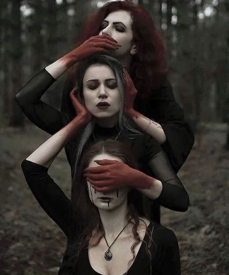 Witch Photos, Horror Photos, Friendship Photoshoot, Halloween Photography, Sisters Photoshoot, Three Women, See No Evil, Bff Photoshoot, No Evil