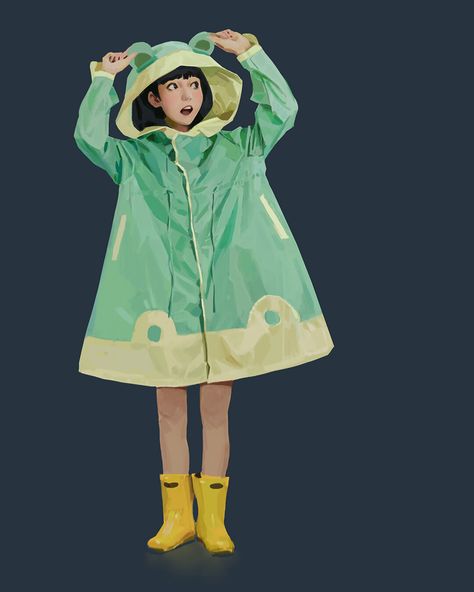 Cute Raincoats, Jacket Drawing, Raincoat Outfit, Concept Art Character, Big Thanks, Fantasy Concept Art, Drawing Clothes, Rain Coat, Coat Design