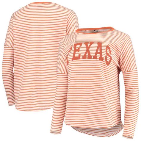 Orange Texas, Texas Longhorns, Team Name, Striped T Shirt, Orange White, Screen Print, Long Sleeve T Shirt, Long Sleeve Tshirt, Everyday Wear