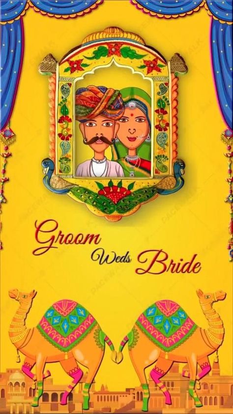 Rajasthani Wedding, Hindu Wedding Invitations, Unique Wedding Cards, Invitation Frames, Marriage Cards, Digital Invitations Wedding, Indian Wedding Invitation Cards, Floral Cards Design, Invitation Video