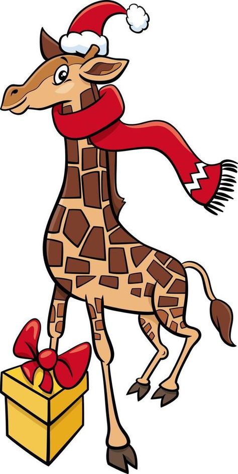 Safari Christmas, All Cartoon Images, Christmas Giraffe, Time Vector, Cartoon Graphics, Cartoon Giraffe, Animal Character, Window Ideas, The Cartoon