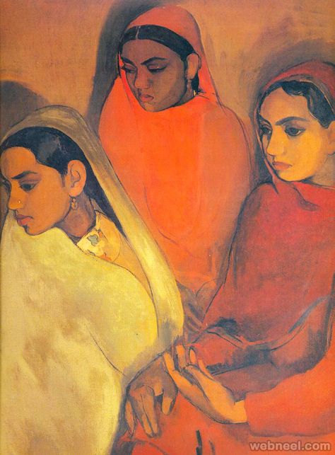 three women painting Amrita Shergill, Amrita Sher Gil, Modern Indian Art, Indian Artwork, Three Girls, Three Women, Indian Painting, Indian Artist, Painting Of Girl