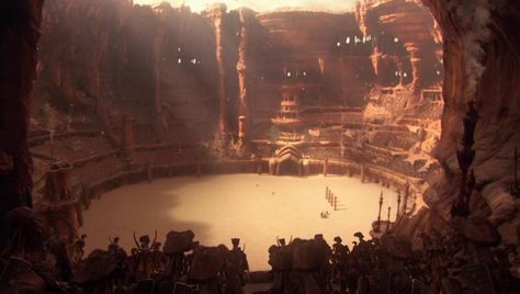 The Petranaki arena, also known as the Arena of Justice and commonly referred to as the Geonosian execution arena, was brought about by both... Gladiator Arena, Ancient Olympics, Evelynn League Of Legends, Socratic Seminar, Dark Sun, Level Design, Fantasy City, Fantasy Places, Arte Fantasy