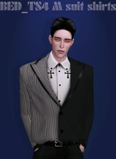 iridescent — BED_TS4 M suit shirts mesh&texture by bedisfull If... Sims 4 Mods Outfits, Sims 4 Party Outfits, Sims4 Clothing, Outfits Male, Sims 4 Male Clothes, Mesh Texture, Party Outfit Men, Casual Attire For Women, Sims 4 Dresses